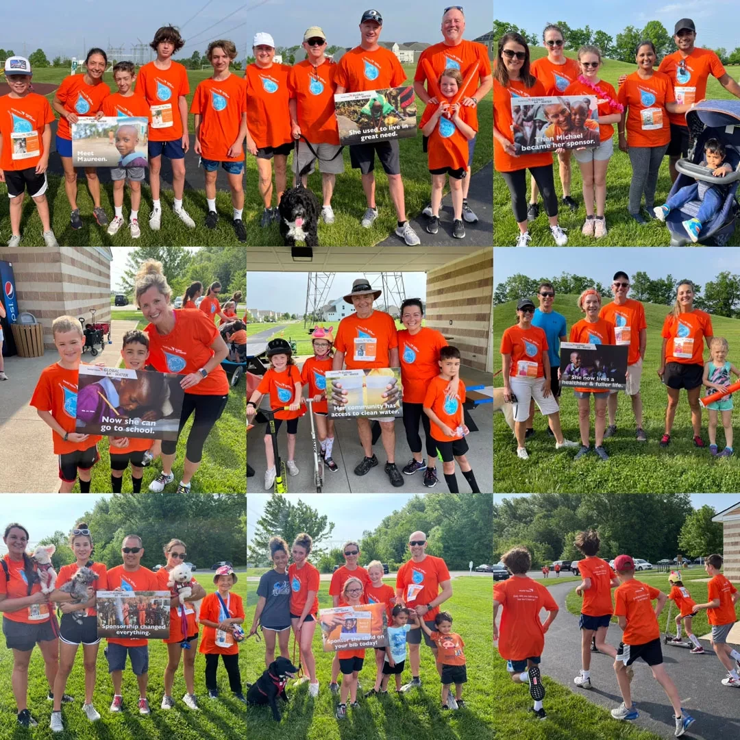 Church members participating in community walk event wearing matching shirts and supporting outreach cause